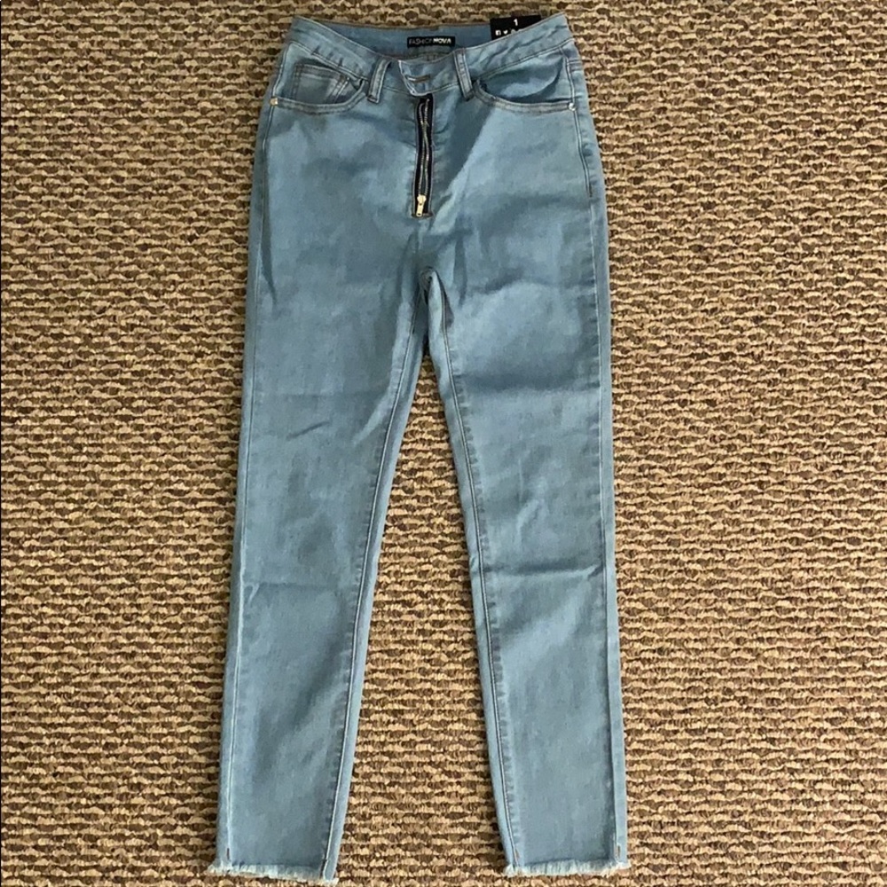 Light wash high rise jeans